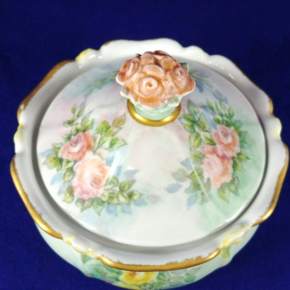 Porcelain Bowl with Lid Gold Trim Hallmarked Bavaria Germany - Picture 9 of 12